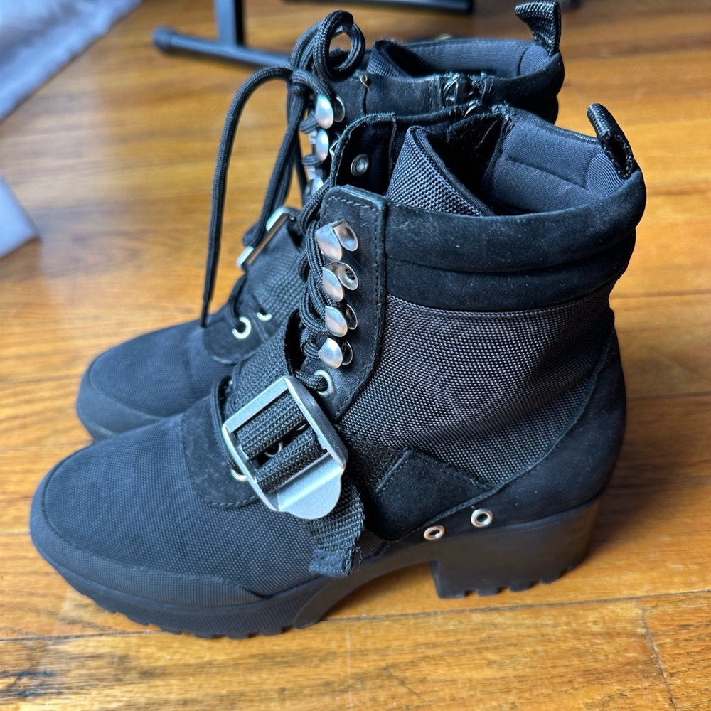 Steve Madden Black Combat Boots size 6